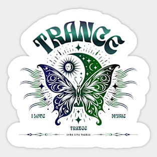 TRANCE  - Butterfly Moon Stars (navy/dark green) Sticker